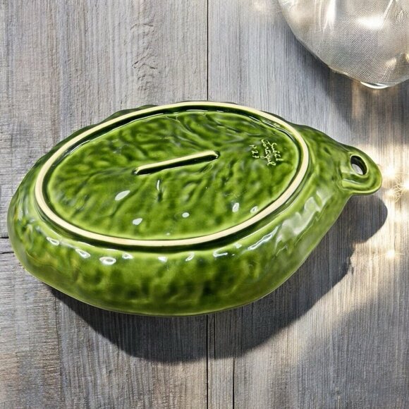 Subtil Portugal Ceramic Green Cabbage Leaf Dish Serving Platter Large 16inch VTG - Picture 2 of 16